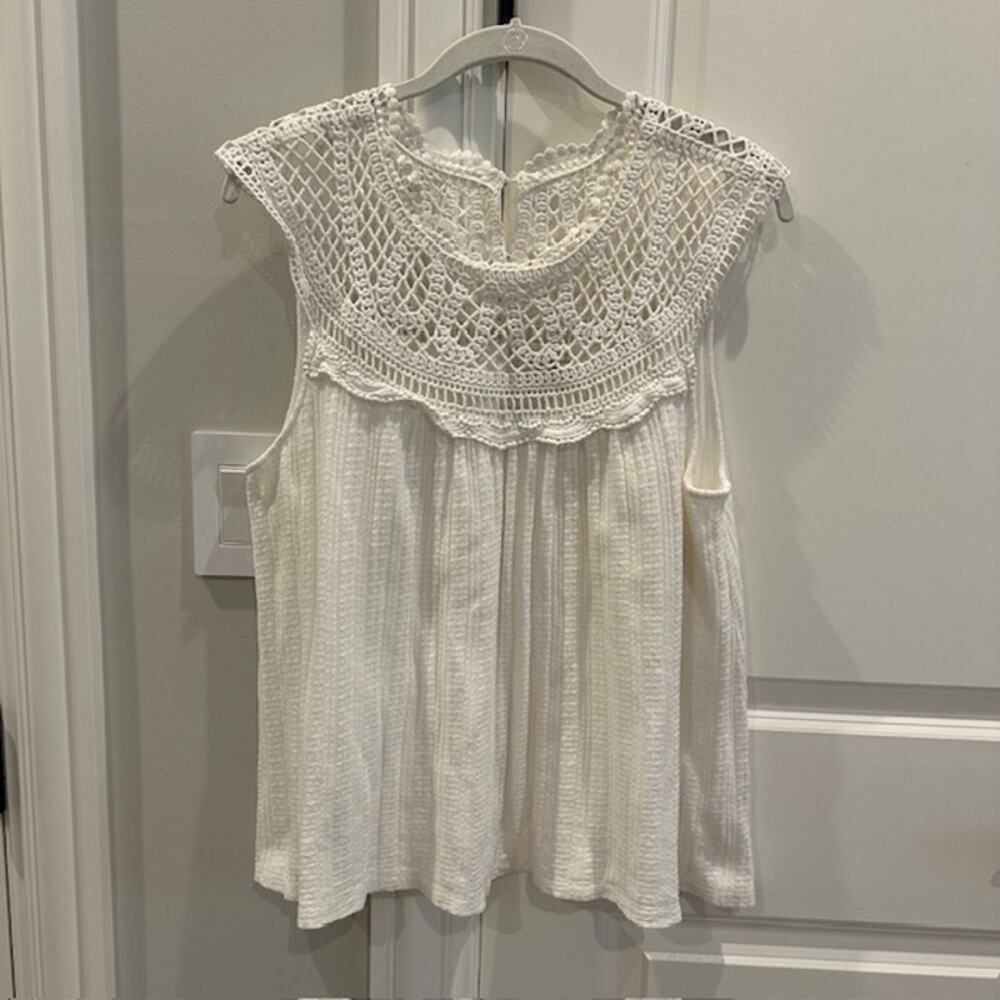 Meadow Rue By Anthropologie Sierra Crochet Tank Size: L Color: Ivory - Picture 3 of 10